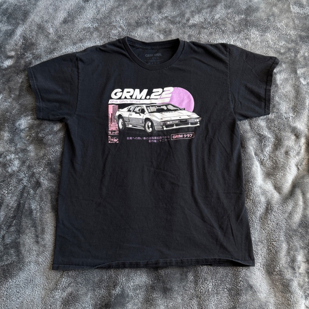 Grim Days Sport GRM.22 Black Graphic T-Shirt Mens Large Japanese Car Streetwear